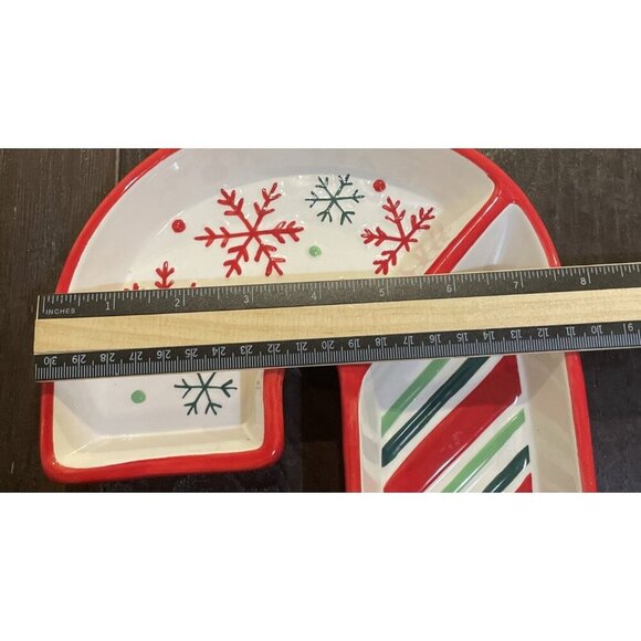 Ganz Bella Casa Christmas Holiday Candy Cane‎ Stripe Serving Plate Tray Platter - Picture 2 of 4